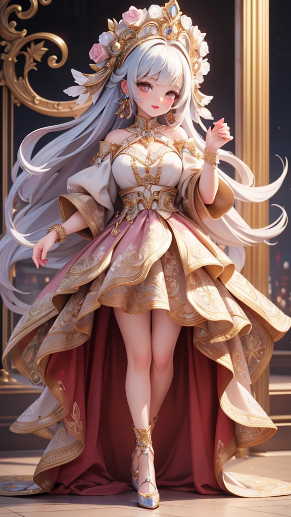 (masterpiece), (top quality), ((hyper detailed)), (exquisite), (beautiful and aesthetic), (super detailed skin), (high standard), (high resolution), (perfect anatomy), (full body), (blush), ((quirky girl)), (earring), (lipstick), ((perfect hands, perfect fingers))