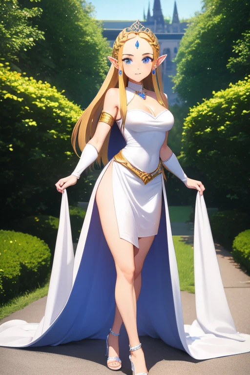 So Sexy and hot Princess Zelda in long white dress