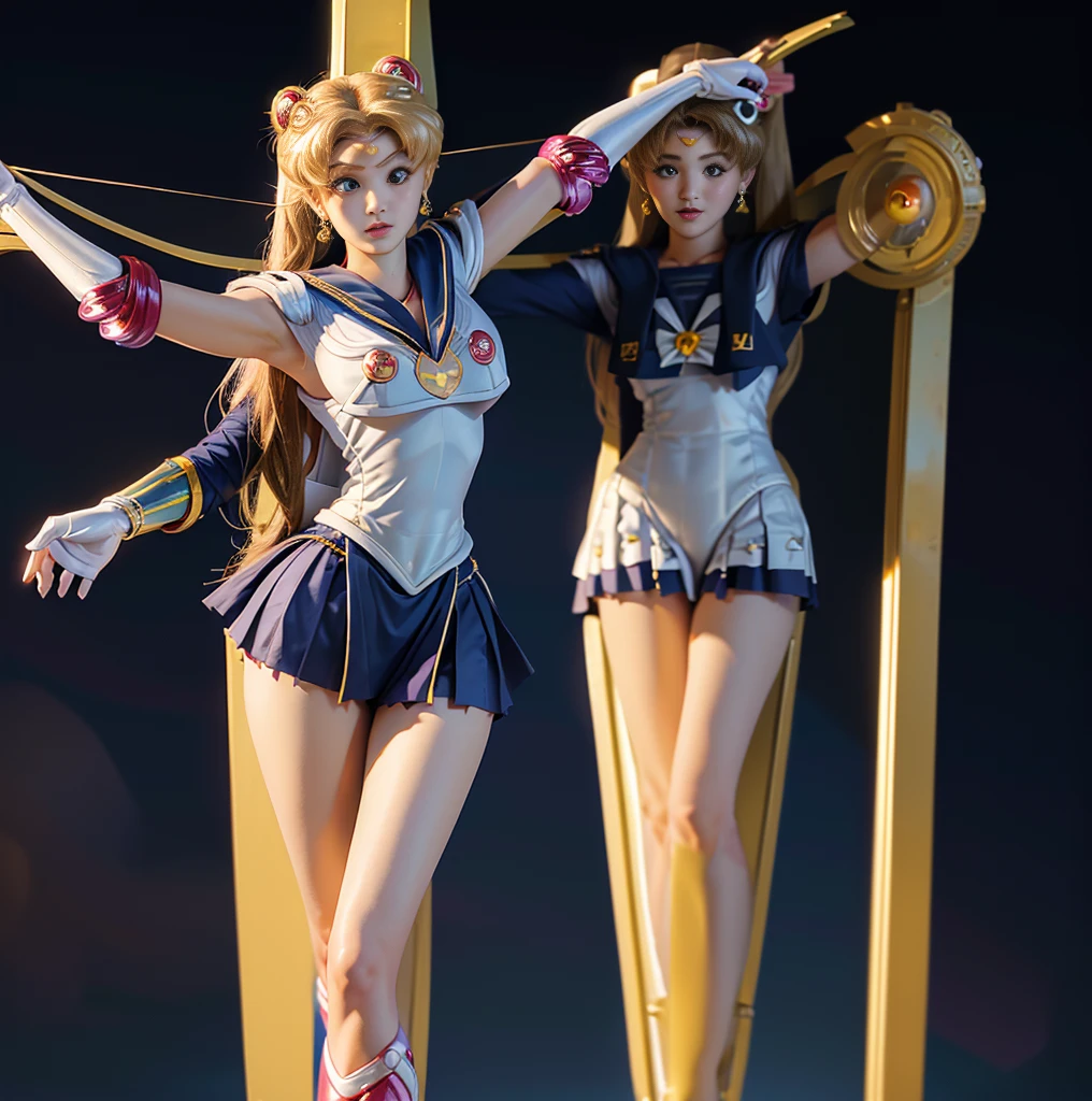 Highest quality,masterpiece,Ultra-high resolution, Very detailed, 8K,14 year old beautiful Japanese woman:1.5, Small face, Blonde, ((Woman crucified on the cross:1.5, Breast Augmentation Surgery)), (Detailed Sailor Moon costume:1.5), Very detailedな臭い脇の下