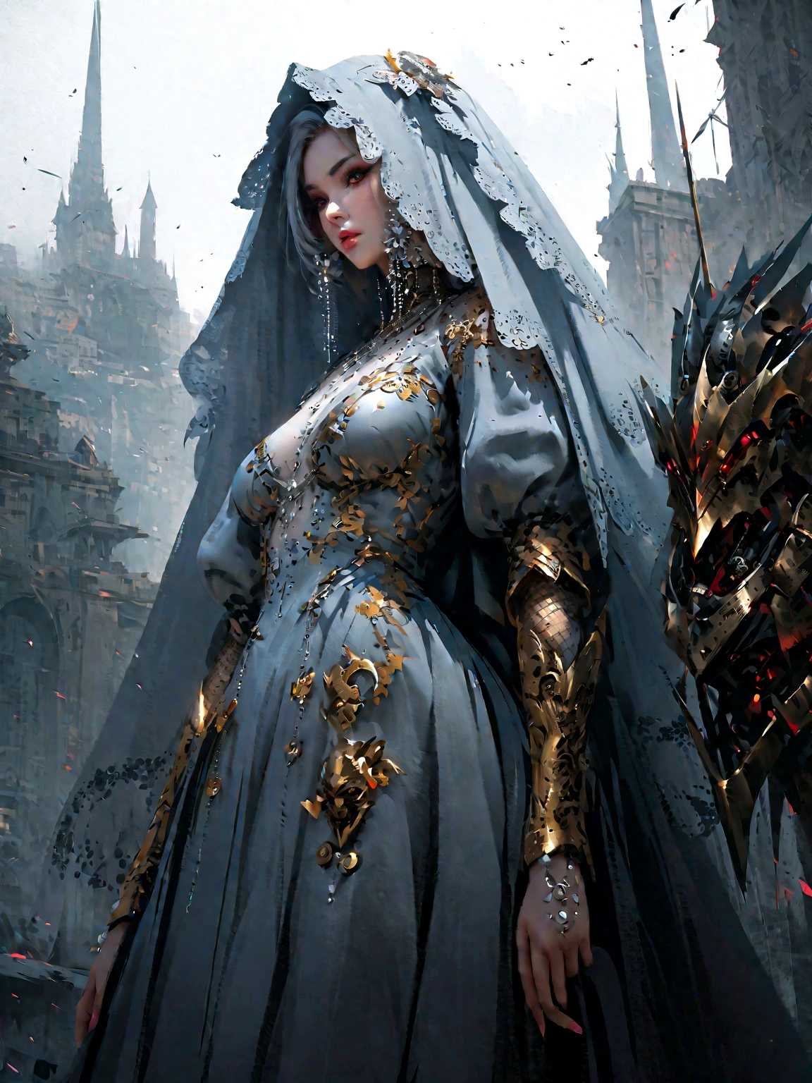 Wearing a dress、Close-up of a woman wearing a veil, Krenz Kushat and Artgerm, Extremely detailed Artgerm, Style Art, artstation pixiv like artgerm, Inspired by WLOP, artwork in the style of Gu Weiss, Wop and Krenz Kushart, Gu Weiss