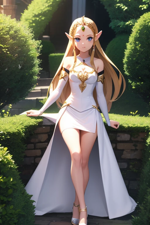 So Sexy and hot Princess Zelda in long white dress