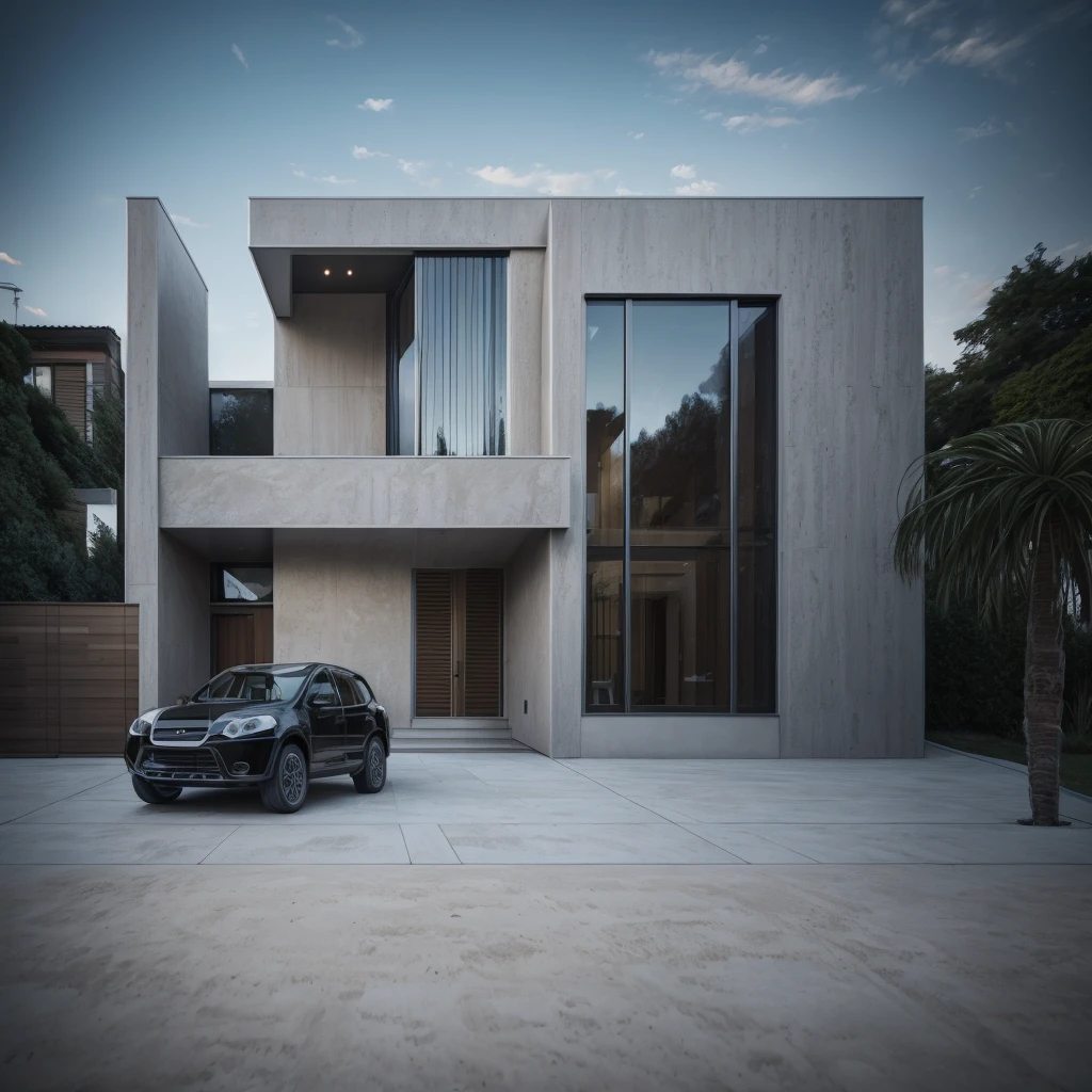 photorealistic,modern house,facade,modern house facade, travertine stone facade, 512k,high detailed,phot real, award winning
