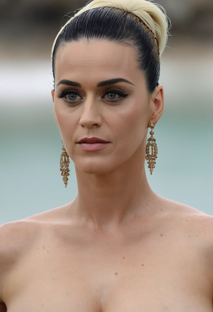  (high quality  Erotic  celebrity  photograph )   (KatyPerry, is naked, on a vacation beach , pale white skin tone ,(katy perry woman, long brown hair, long brown hair pulled back, hair bun ) photorealistic )  , vacation side ,celebrity erotic photograph , nude, topless, oily skin ,tall figure , fit muscular figure , exhausted look, , wet, shiny sweaty skin  , celebrity, female,  woman, hollywood actress,  fleshy muscular woman  , ( perfect anatomy ,natural lights, depth of field, insanely detailed skin texture, hyper detailed features, hyper photorealistic texture  )