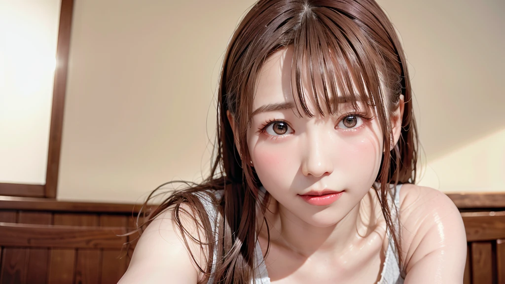Highest quality, Realistic, Perfect Human Anatomy, Very detailed, Very delicate and beautiful, Raw photo, Professional Lighting, Illumination, Depth of written boundary, Single focus, whole body, Skinny Japanese woman, 30-year-old woman, Brown Hair, Small Head, Beautiful Eyes, True Face, Realistic skin, Fine grain,long hair