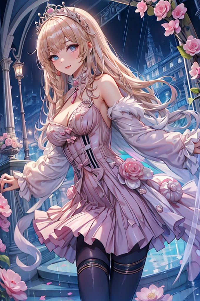 Ruffles sewn into a large number of clothes Panier Berry Long Skirt Illustrated style Anime Style Frown Very small mouth Smile shyly Kindergarteners Very short stature Baby Face beautiful girl Very cute clothes very large chest Very distended chest Pink cheeks In the city Princess Room Sleeping in a cute frilly bed with a canopy Blonde Long Hair Super Curly Hair Super long sideburns 濡れて透けたSee-throughの衣服 Wet and sheer turtleneck shocking pink silk wedding dress Princess Tiara Wet and transparent very long shocking pink silk skirt Wet and transparent pearl white silk tights Wet and transparent pearl white silk innerwear Metallic luster A large amount of hot pink silk ribbons attached to the clothes Soaked in the rain Wet and transparent pearl white super long silk gloves Shocking pink silk pantyhose with fine embroidery that becomes transparent when wet silk garter belt Pitiful clear Big eyes Droopy eyes Shocking Pink Rouge Super long white leather boots Wet and see-through white silk bodysuit See-through Clothes that are see-through from the rain Clothes are wet with sweat and transparent