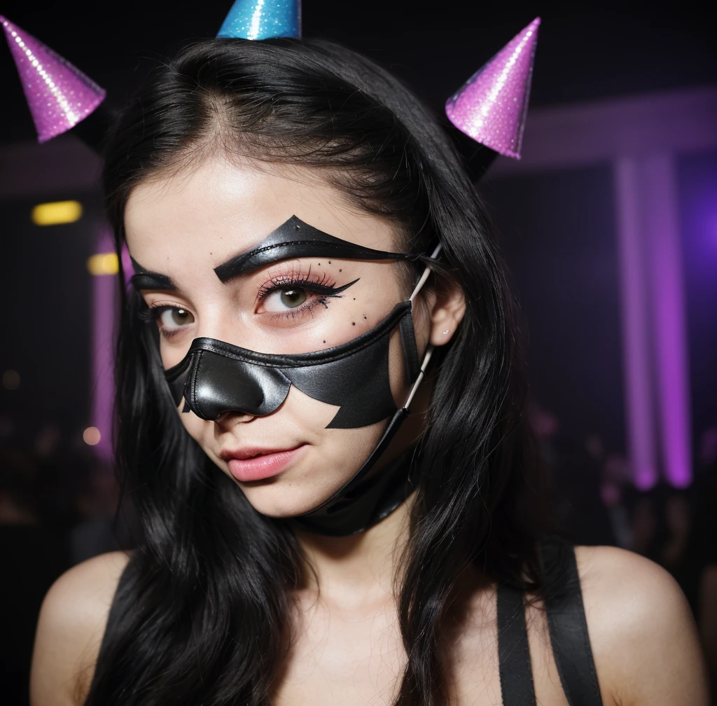 a close up of a person wearing a mask and a costume, birthday party, birthday, whealan, happy birthday, sharn, wonderful techno party, welcome, 💣 💥💣 💥, shaky, a wide full shot, party atmosphere, shap, welcome to wonderland, grand!, happy!!!, , shining and happy atmosphere, sharp lends, whoa