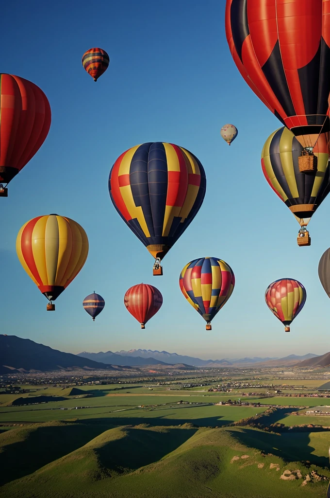 Kiwis flying with air balloons 
