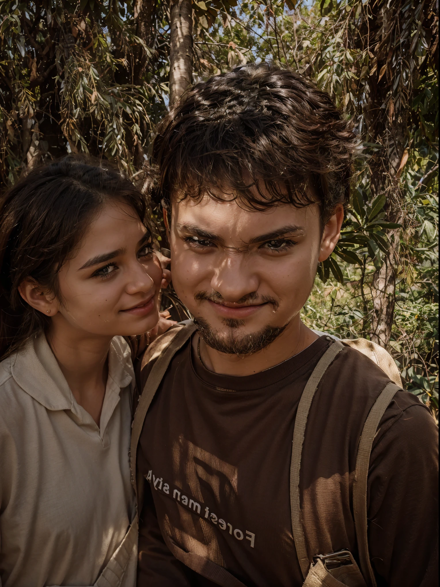 Cute couple, don't change the outfit and background. Make face super realistic 8k ,remove extra scratches lines on girl's face .