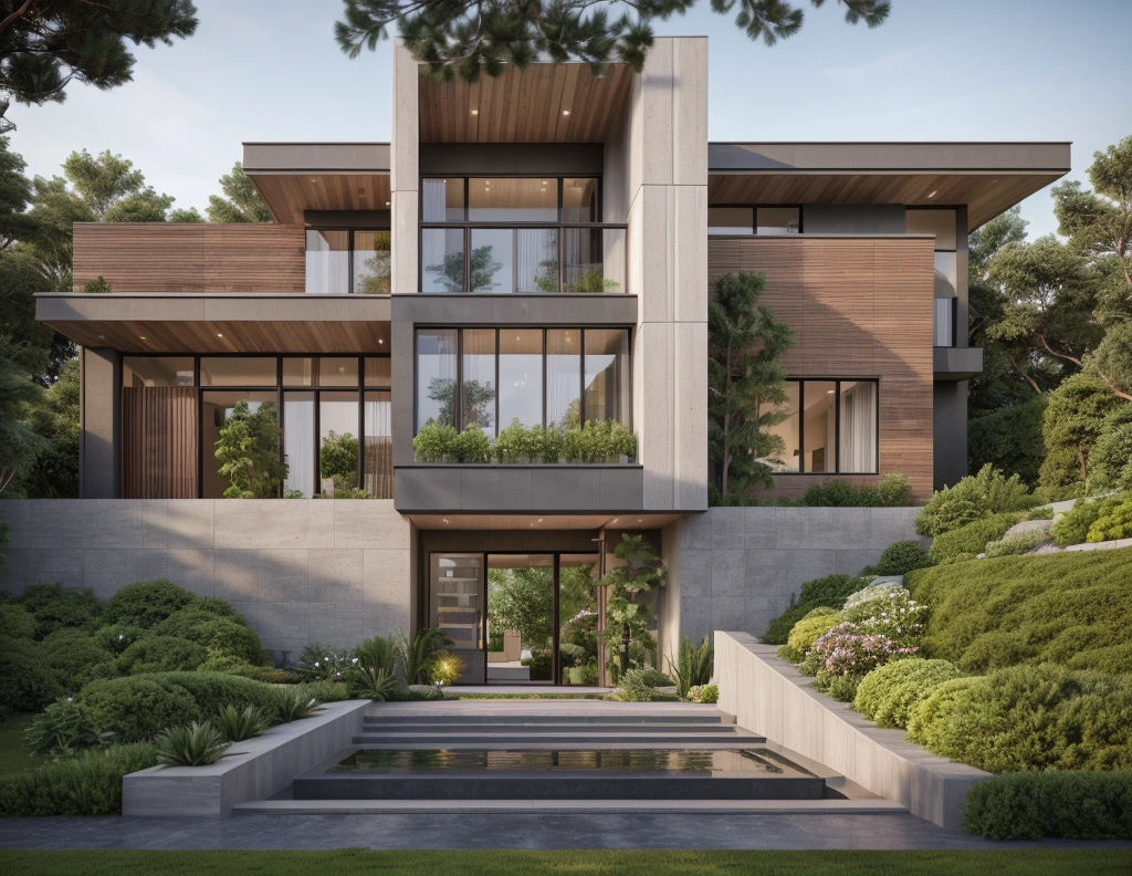 ((best quality)), ((masterpiece)), (detailed), perfect face, ((Masterpiece)), (best quality), (ultras Realistic), 8k, Raw photo, a rendering of a modern house with vietnamese roof anh brick yard , realistic garden, contemporary house, exterior design, wide establishing shot, modern house, in style of simplified realism, concept house, realistic building, front elevation view, wide angle exterior 2022, inter dimensional villa, building facing, sharp focus ilustration hq, modern style, realistic establishing shot, concept house, wide angle exterior 2022, precise architectural rendering, inter dimensional villa, award-winning render, front-view, mid-view, detailed rendering, architectural render, architecture render, modern house, architectural visualization, realistic architecture, insanely detailed rendering, exterior , trees landscape, sky wood paneled ceiling, a rendering of a modern house with a garden, precise architectural rendering, high quality rendering, award-winning render, professional render, beautiful 3 d rendering, beautiful rendering, architectural rendering, a photorealistic rendering, luxcore render, stunning render, an award winning digital render, beautiful rendered, high-quality render, architectural 3 d render, artistic render, a view of a garden with lots of flowers and plants, in a cottagecore flower garden, cottagecore flower garden, lush flowery outdoors, garden with flowers, flower garden summer morning, lots of plants and flowers, lush garden surroundings, lush chic garden, with a french garden, lush plants and flowers, home and garden, garden at home, homes and gardens, permaculture, with a garden, sustainable architecture, gardening, green house, homes and garden magazine, beautiful house on a forest path, vegetal architecture, a rendering of a modern house with a small balcony and a bancony , precise architectural rendering, modern house, contemporary house, concept house, street,