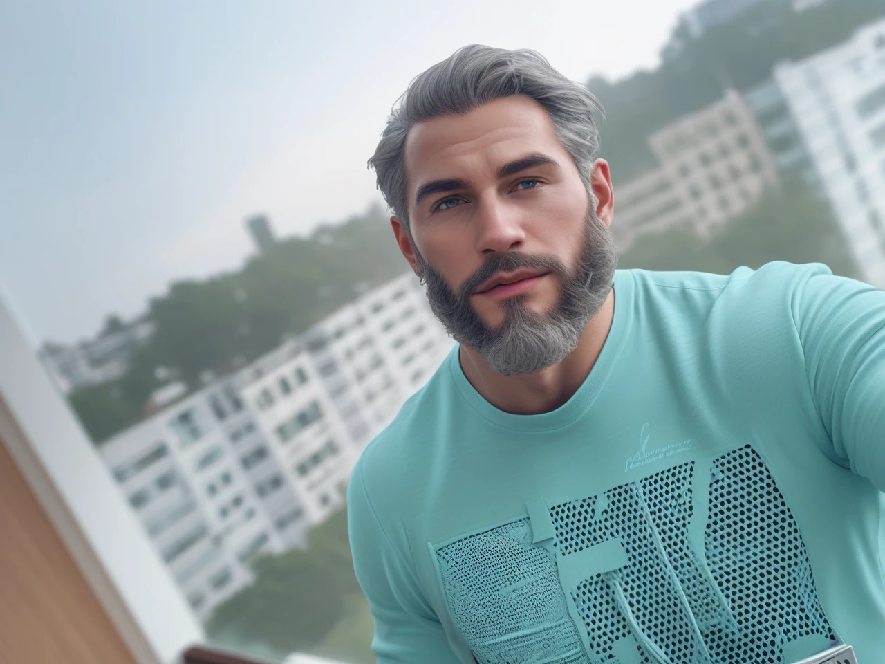 score_9, score_8_up, realistic, a handsome mature man, 45 years old, beard, gray hair, wearing a suit, in the background a luxurious office

