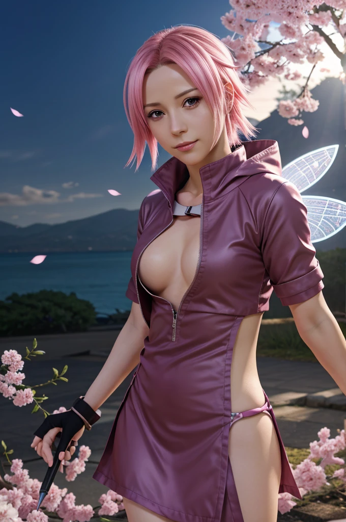 Sakura haruno pfp background with light effect fairy