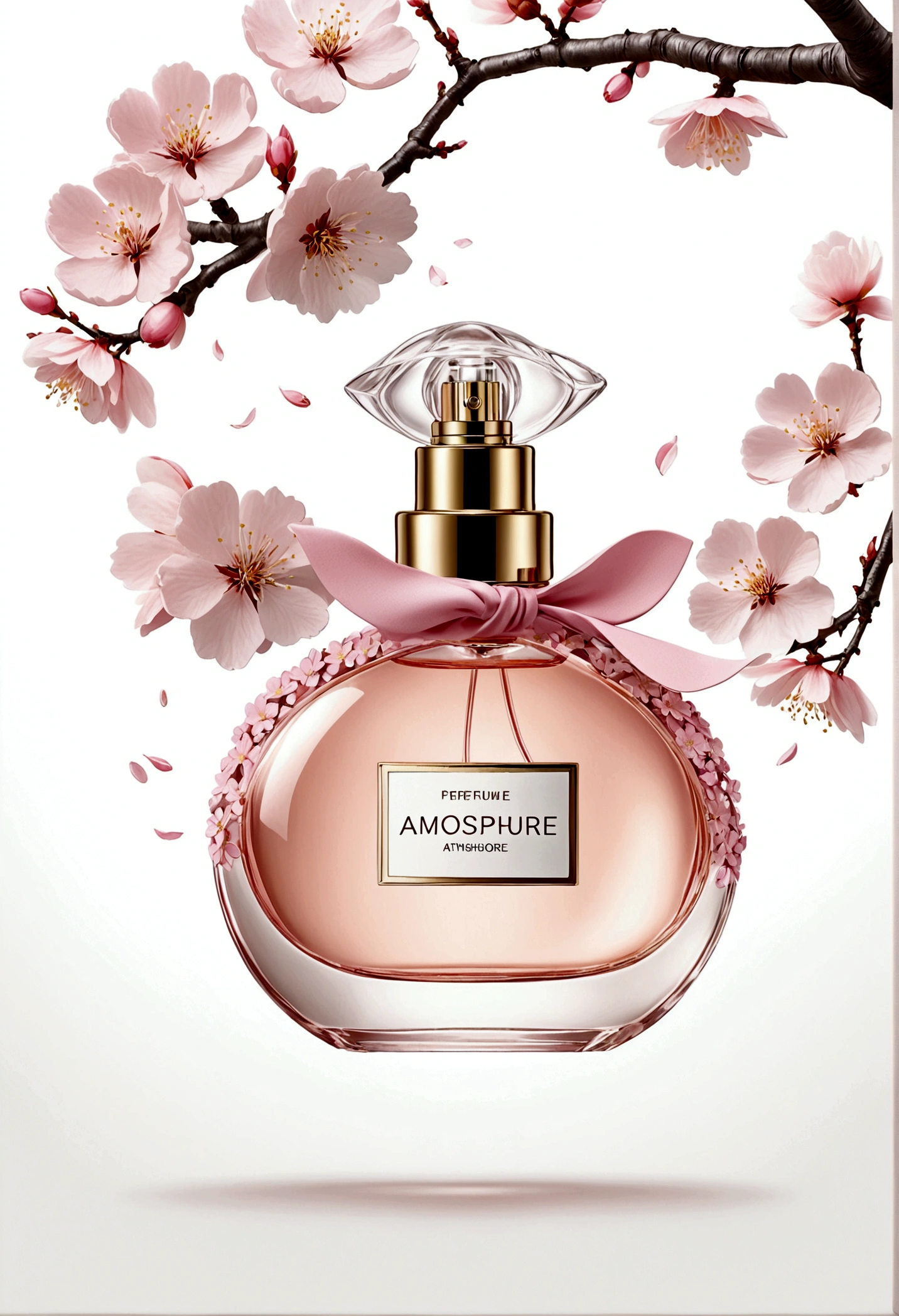 китайские perfume, atmosphere. perfume, perfume bottle, perfume, китайская atmosphere, design, atmosphere, sakura, sakura flowers flying, Without background,, White background