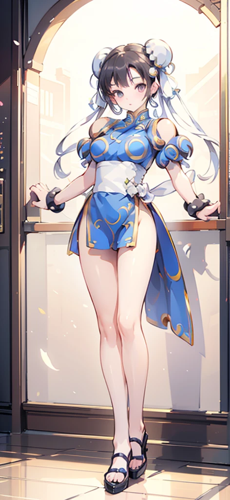 (Chun-Li:1.4),((masterpiece)), ((best quality)), ((ultra detailed)), ((kawaii)), cute, (lovely), ((extremely detailed)), ((8K)), (beautiful), full body,solo,tiny breast