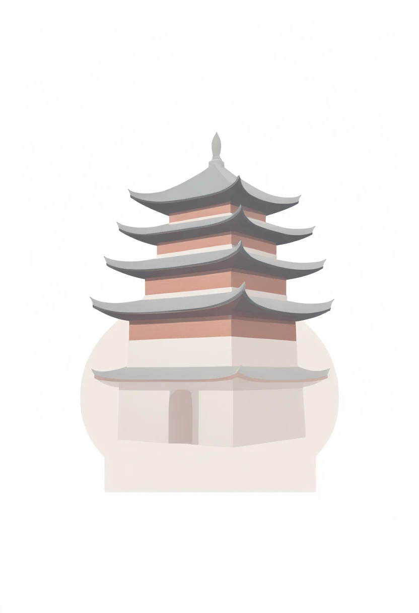 Minimal line logo of Exquisite and elegant antique buildings of Brick and timber lofted Taoist temple , pencil art --v 5