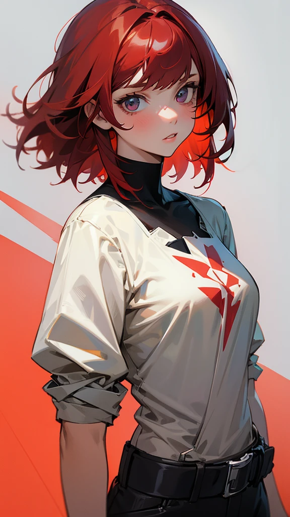 Girl with medium red hair