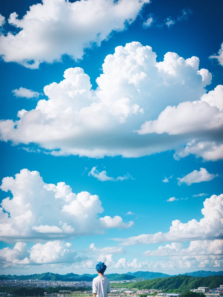 Beautiful blue sky White cloud Nostalgic anime
