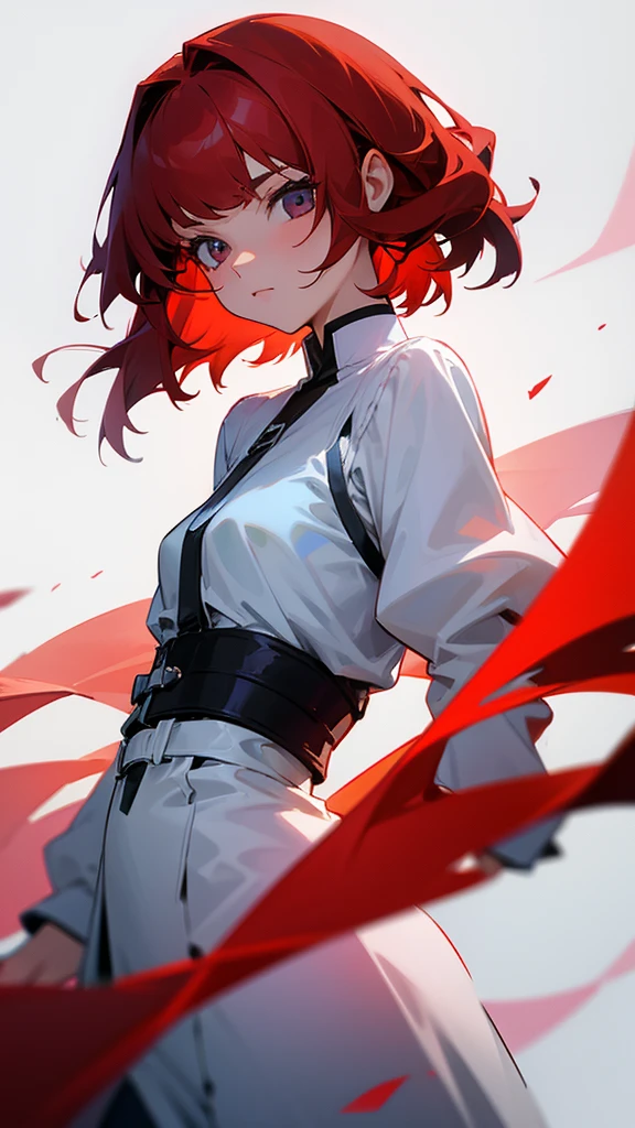 Girl with medium red hair
