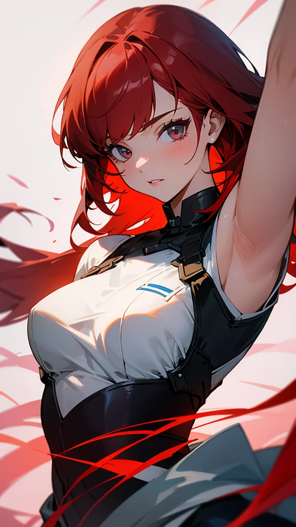 Girl with medium red hair