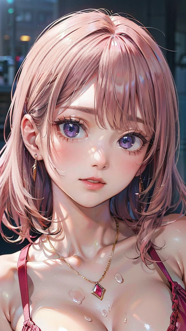(Masterpiece, BestQuality:1.3), (ultra detailed:1.2), (hyperrealistic:1.3), (RAW photo:1.2), High detail RAW color photo, professional photograph, (Photorealistic:1.4), (realistic:1.4), (Pink Hair:1.5), professional lighting, perfect anatomy, (Big Breasts:1.2), (blush, detailed face), (A happy smile:1.7), Trending Hair&Trending Hairカラーをランダムに, earrings, necklace, bracelet, sexly, erotic sexly, Random sexy gravure poses, (A woman in a red bikini、プールでスイムリングに乗りながらA happy smileでセクシーなポーズをとっている。Pink Hairのロングヘアが水に漂っている。:1.3)
