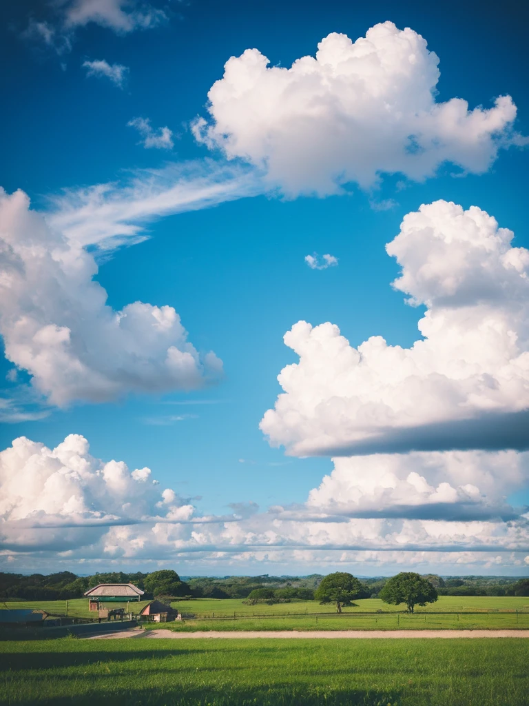 A beautiful blue sky like Ghibli　White cloud　Nostalgic　