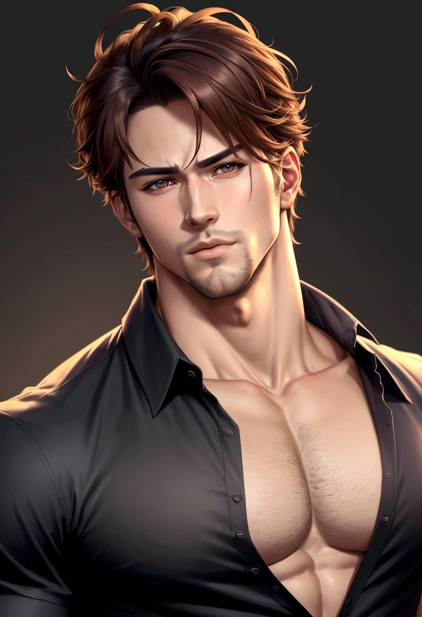 ((best quality)), ((masterpiece)), (detailed), a man with a shirt on and no shirt on, looking at the camera, big chest, anime handsome man, anime portrait of a handsome man, handsome stunning realistic, handsome anime pose, beautiful prince, human male character art, male anime character, male anime style