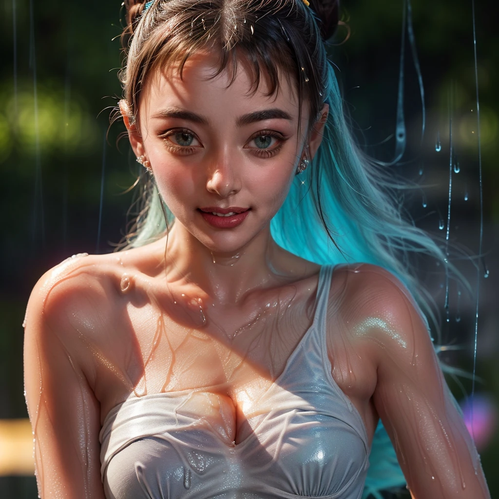 masterpiece of ExtremelyDetailed (ProfessionalPhoto of Stunning women:1.4) Looking at Sky, (((Downpour))), BraidHair with bun, (Joyful Expressions LifeLike Rendering), ((Extremely detailed beautiful face and eyes, ElaboratePupils with sparkling highlights)) BlushAhegao SmoothArmpit LiquidSoap WhiteBubbles (((WetHair))) BREAK (Acutance:0.85), PUNIPUNI (((AudreyHepburn))), Beltbra with Skinny panties, (Torrential Rain:1.4) (SparklingDrops:1.28) {Overflowing HUGE Underboob|Overflowing WaterDrops|Overflowing water}((({WetSkin|WetFace|WetHair}:1.37))), (SFW), HiddenHands, MotionBlur (BokeH:1.4), (no extra limbs), (no extra eyebrow), {Mystical Sight | ((Dazzling RainbowColor reflections and particles)) | ((Sky Looking Posing FullBody))|(((DynamicAngle)))}, FlowerHairpin, Full of flowers, Overflowing Flowers , (((Glowing body:1.37)))
