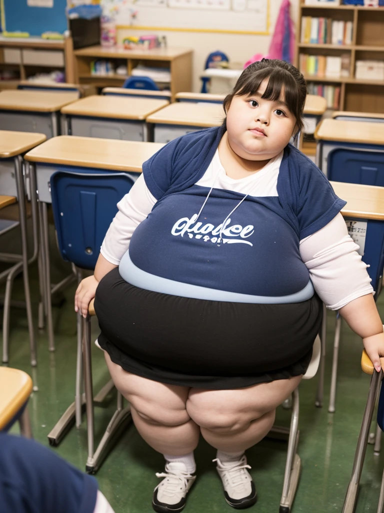 a fat obese ,chubby overweight ,young fat girl in ,cute plump schoolkid,heavy set young girl,thick student,extremely obese young female student,very fat and heavy young girl,stout short haired girl in school,chubbychild in classroom,cute pudgy young student