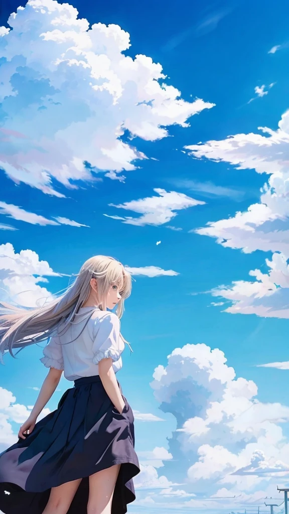 Emotional　Beautiful blue sky　White cloud　Nostalgic　anime