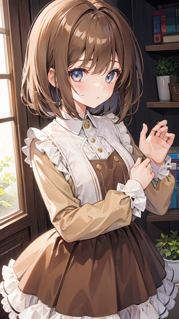 Girl with light brown hair wearing a dress