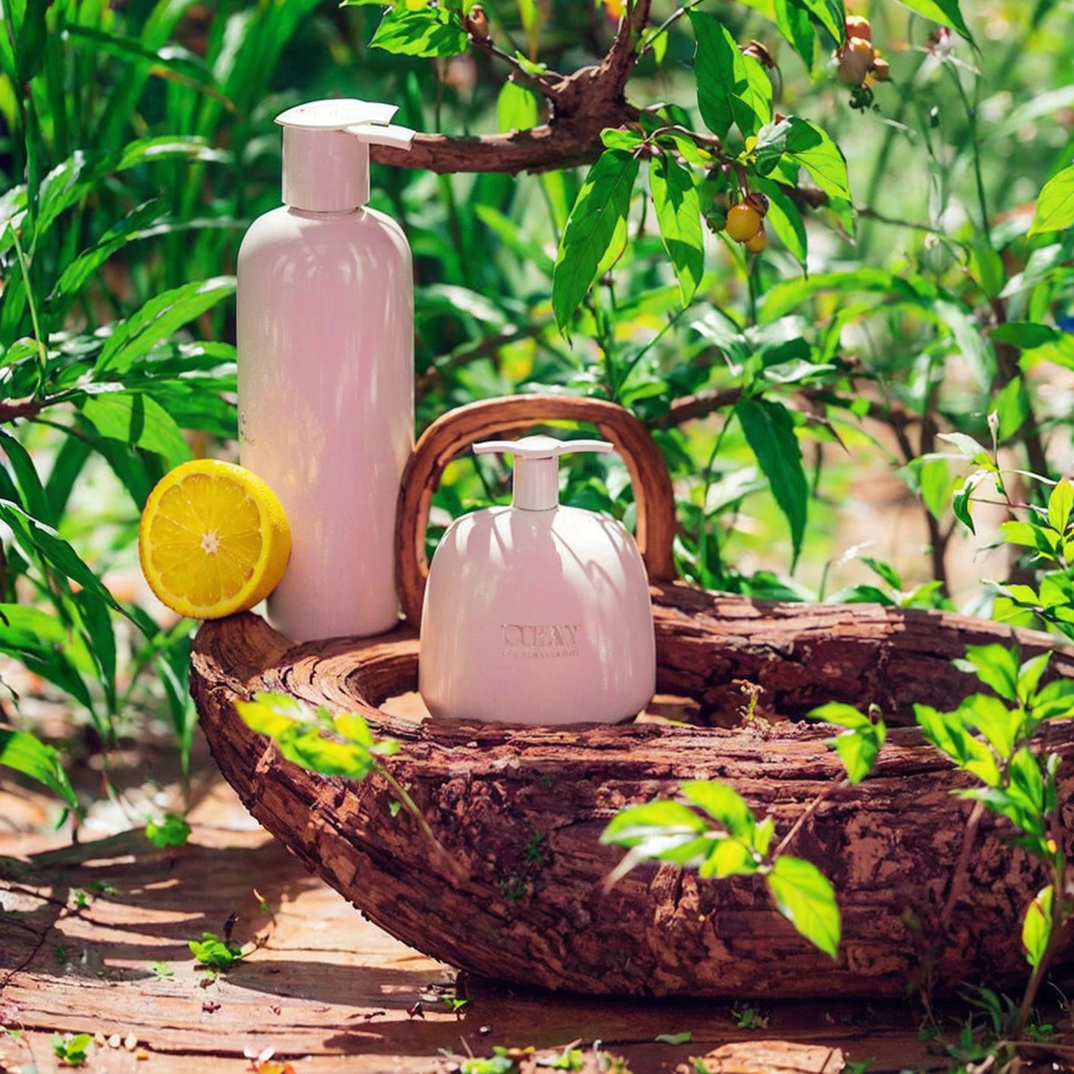 body wash,HD,high quality,product design,A bottle in the sun,Blurred background,fresh and natural