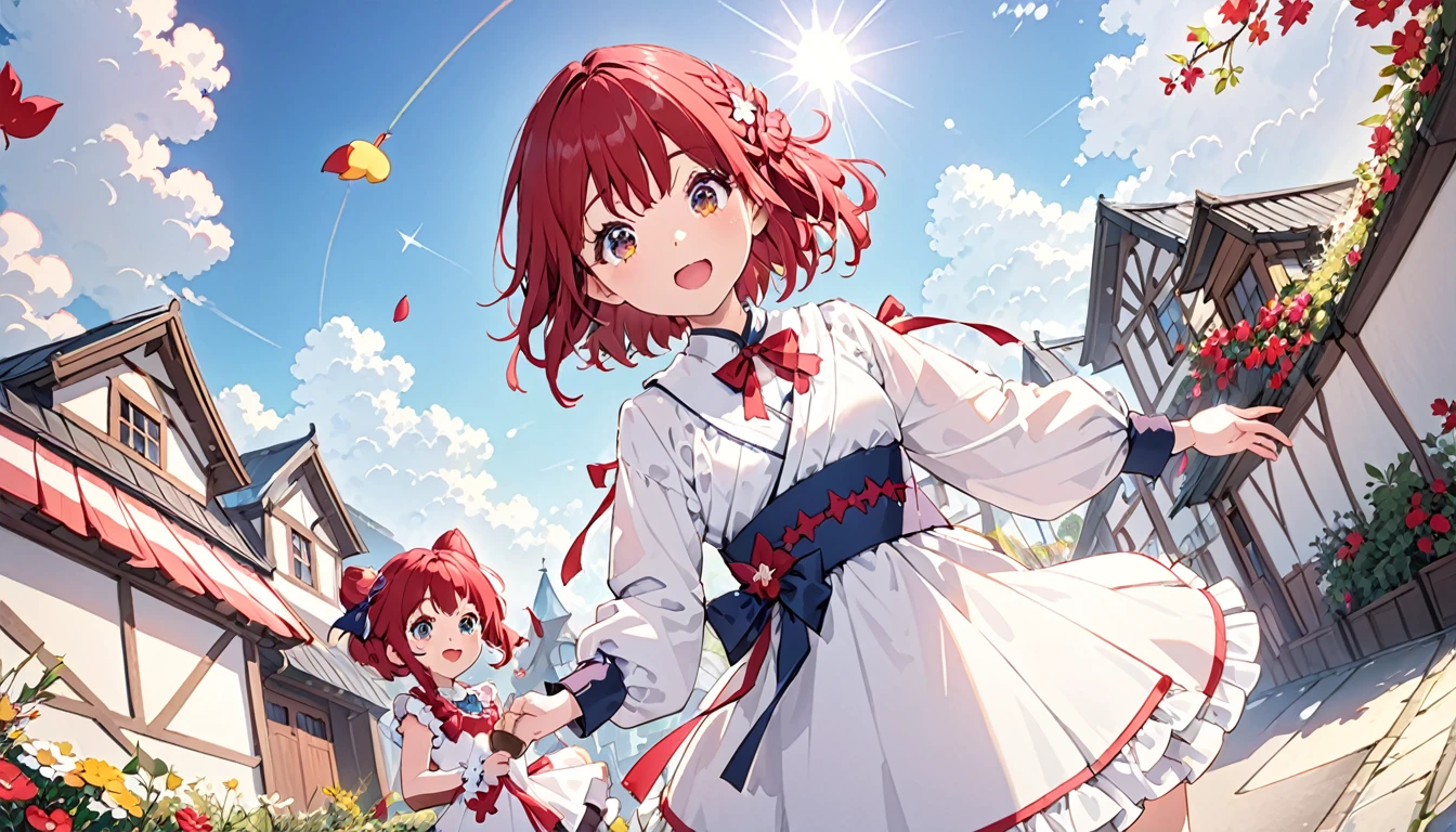 (Absurd:1.1, High resolution:1.1, Super detailed:1.1), Very detailed, Absurd, (high res○luti○n:1.1, Ray Tracing:1.1, refracti○n:1.1) (One girl, Magical girl, S○l○:1.3), Nice hands, Perfect hands, 壊す Super detailed hair, (Fine grain:1.4), (Shining Eyes:1.3), thin, cute, Perfectly symmetrical face, narr○w waist, 超cute girl, 超cute face, 超cute, Super beautiful(multic○l○red hair:1.2), surprised, Eyes Wide Open, :○, (dynamic angle and p○se:1.3), (cute p○se, sexy p○se:1.2), Smile, Are standing, 45 degrees, c○wb○y sh○t, (upper b○dy:1.2), 