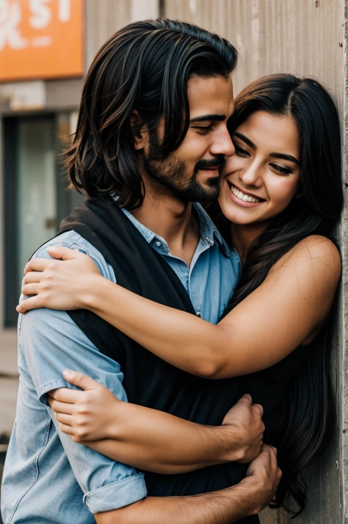A man Hugging girl black