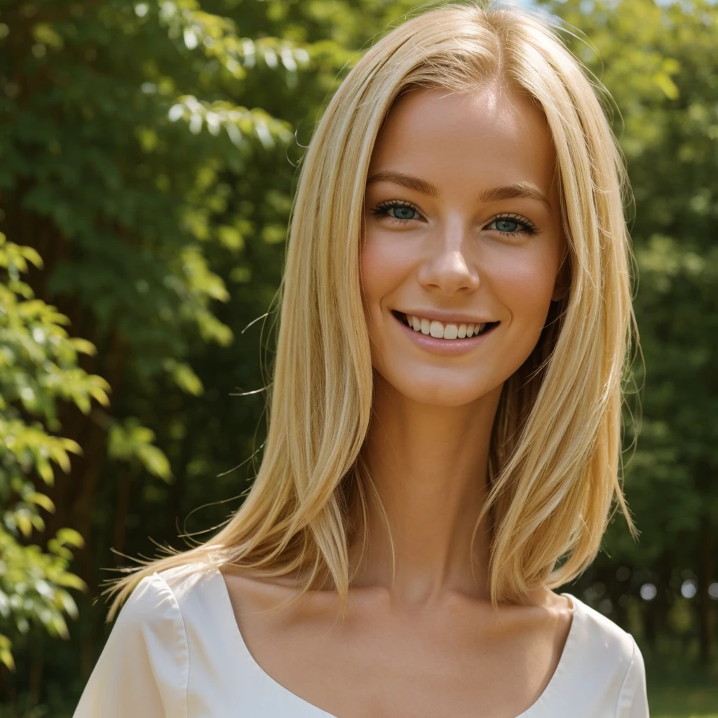 blond, cheveux courts, 25 ans, elegant, souriant, debout, face, dans la fôret
