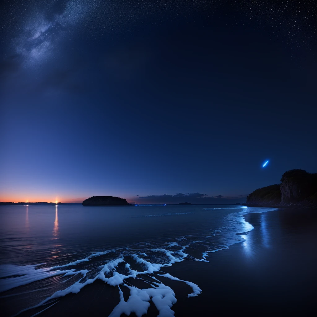 水面とビーチのNight view写真, Blue Hour , Blue Hour, Sigma 2.Shot at f1.0mm. 4, Sea pattern and night sky, Blue Hour photography, photography shot at Blue Hour, Night Sky Photos, blue night, Blue Hour lighting, ナイティメLong Exposure, Night view, Starry Night, Long Exposure