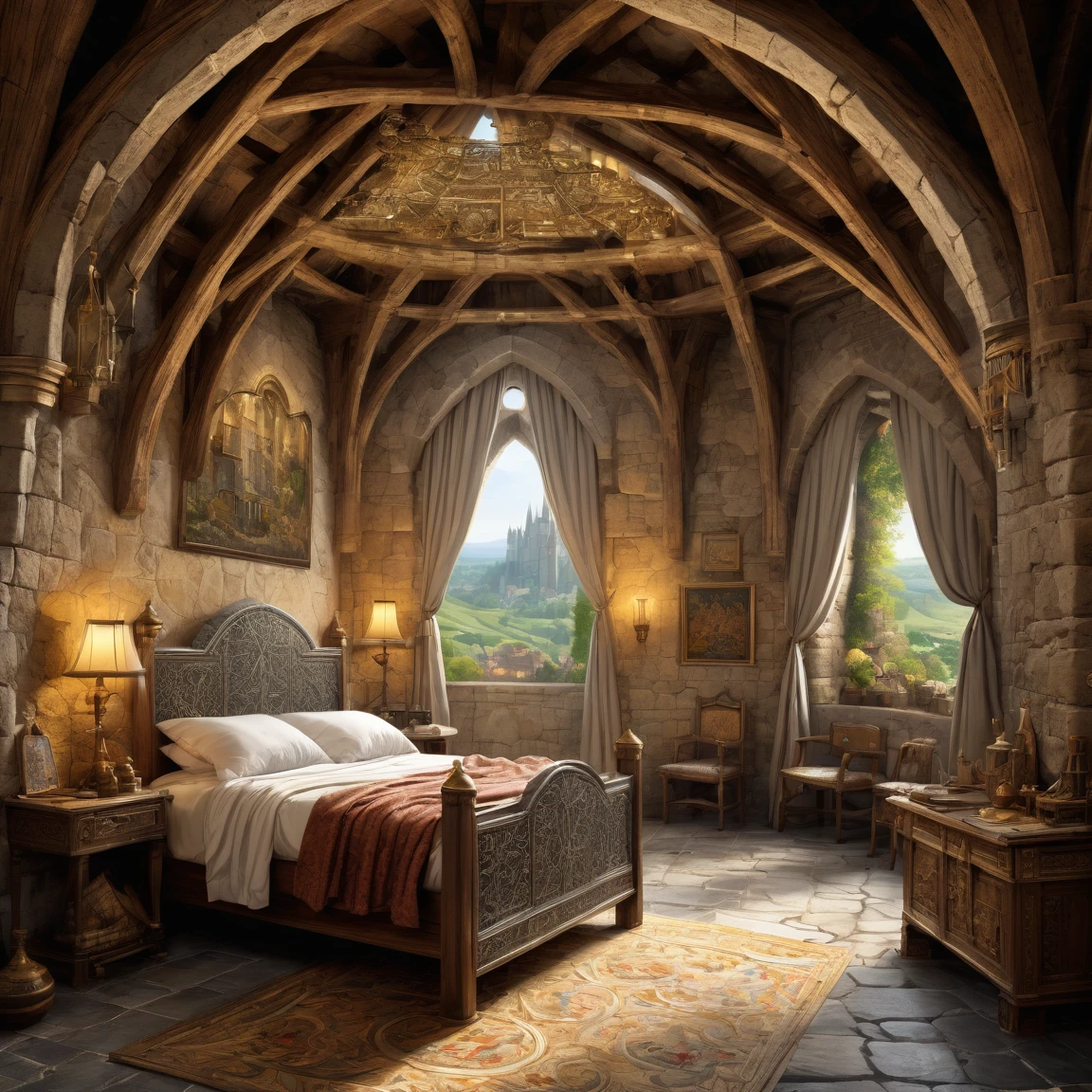 ((best quality)), ((masterpiece)), ((realistic,digital art)), (hyper detailed), (chambre forte avec des lingots d'or), ground view, (medieval fantasy style)