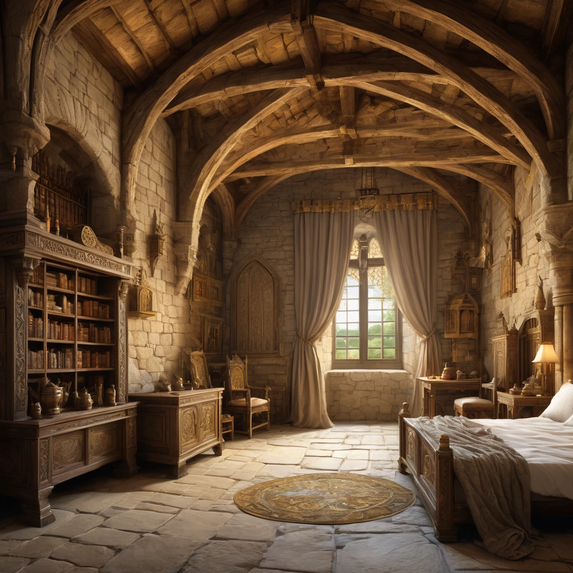 ((best quality)), ((masterpiece)), ((realistic,digital art)), (hyper detailed), (chambre forte avec des lingots d'or), ground view, (medieval fantasy style)