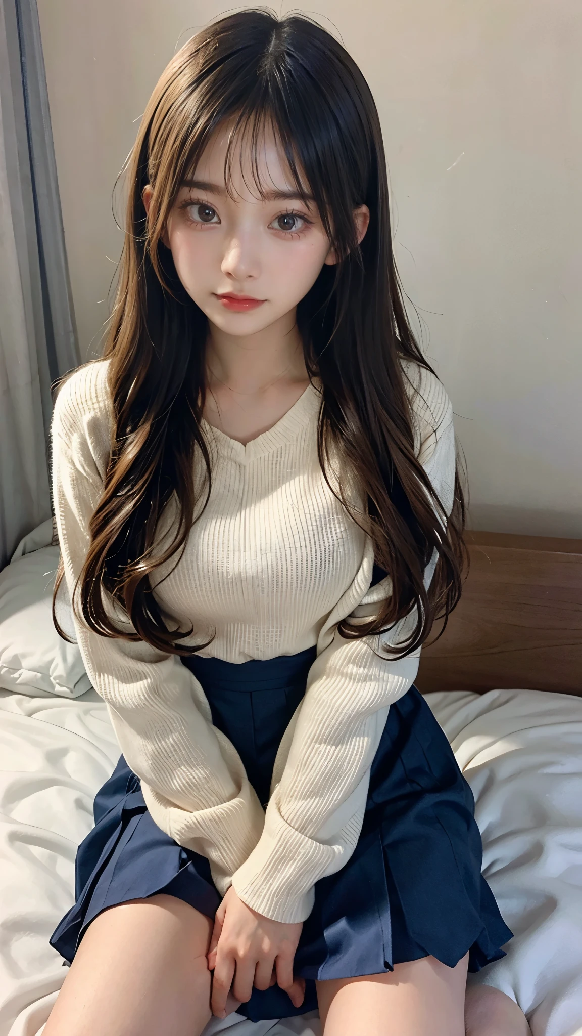 Grown-up high school girl、sitting on my bed