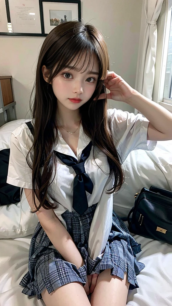 Grown-up high school girl、sitting on my bed