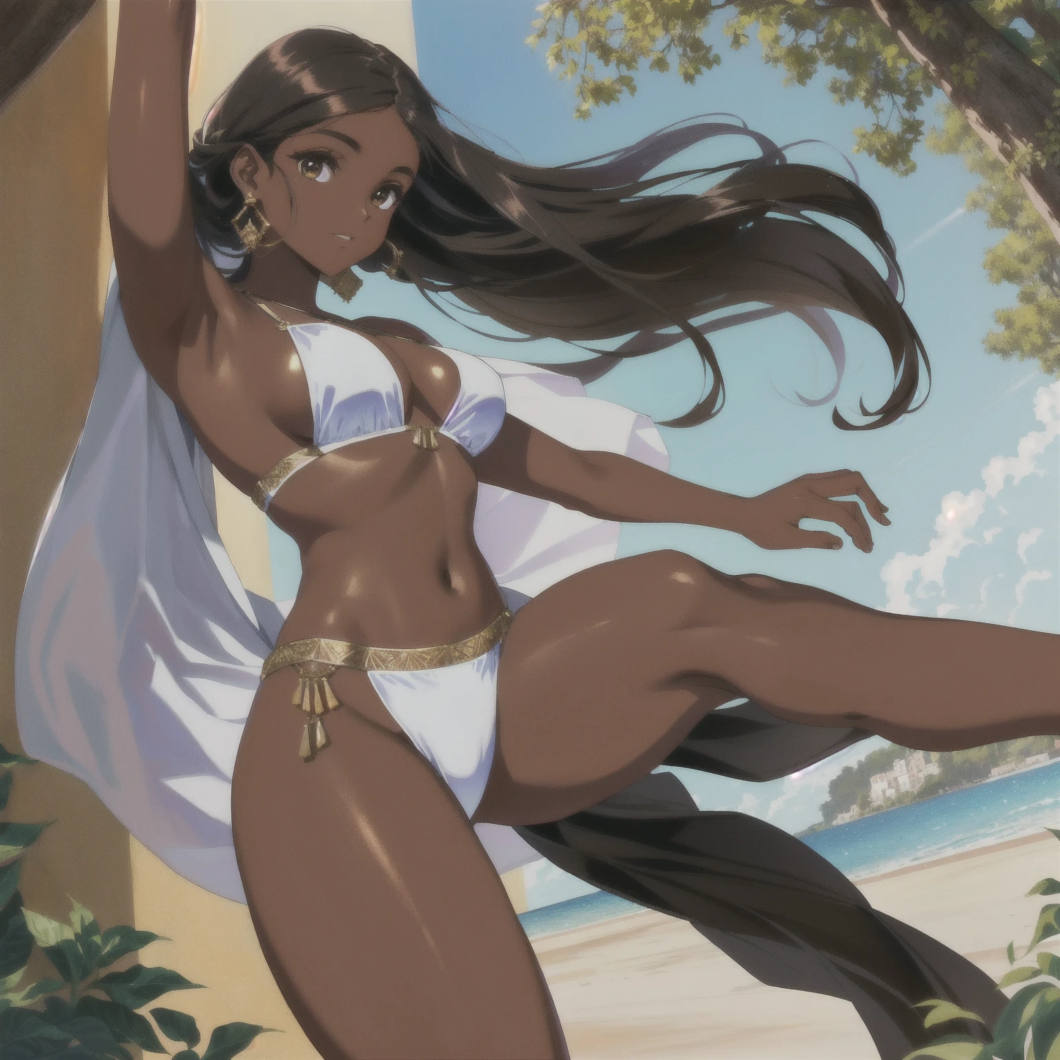 Brown beauty doing capoera