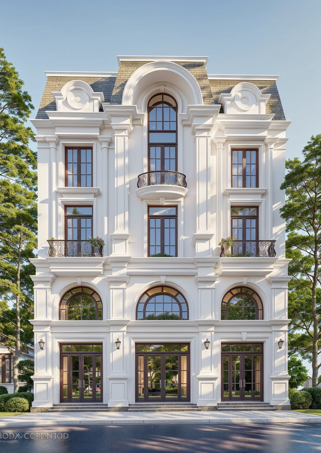 PLATEFORME KTHOUSE, Beaucoup de belles fleurs rouges le long de la route:1.3, Romantique, 1 maison de style néoclassique, La maison de ville est faite de murs blancs, Belle lumière, journée de beauté, ensoleillé, Beaucoup de bougainvilliers rouges le long de la route:1.3, belle sensation de jeunesse :1.2, soleil à midi, Très belles ombres, 
