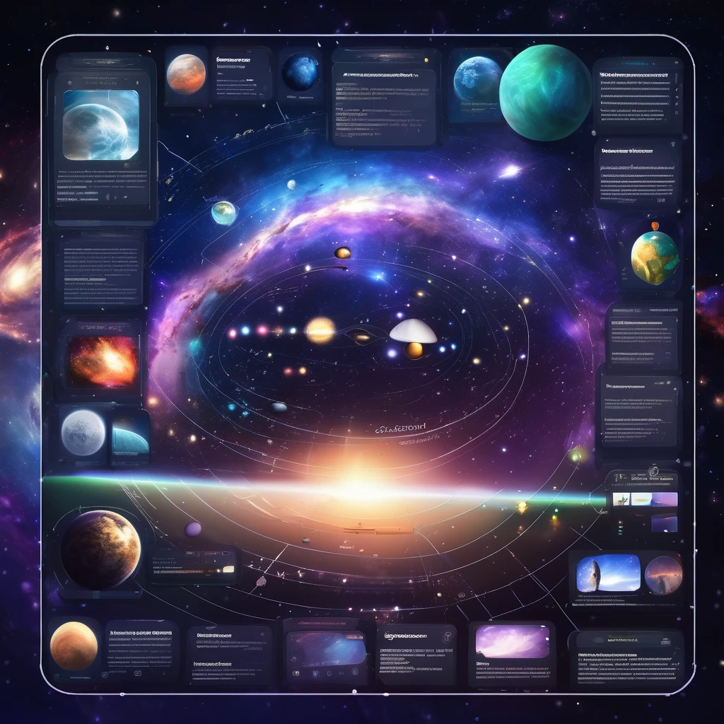 concept art of infinite knowledge board in galaxy style as an app to organize images as whiteboard
