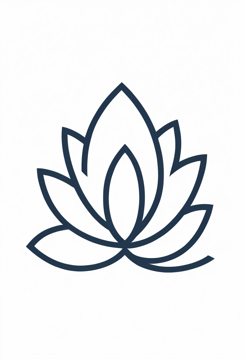 a line logo of an central blooming lotus, Saint Lotus Island , minimal,