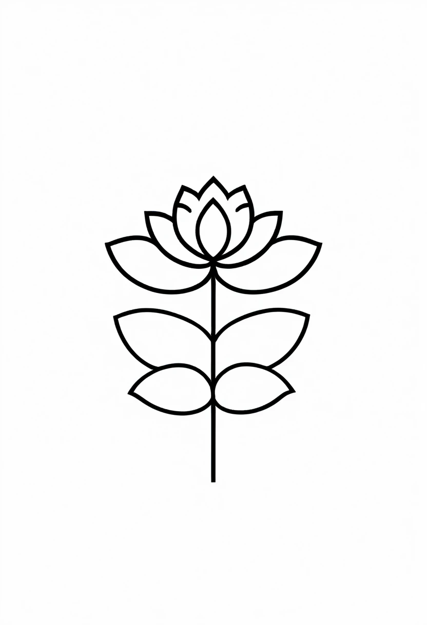 a line logo of an central blooming lotus, Saint Lotus Island , minimal, 