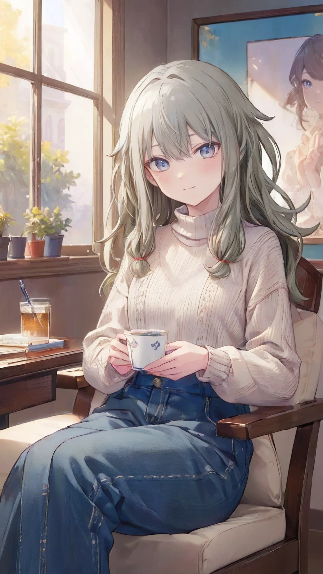 (masterpiece, Highest quality:1.6),Best image quality、Highest quality、Perfect lighting,masterpiece、Best image quality、Highest quality、smile、Chest close-up,Knitted sweater