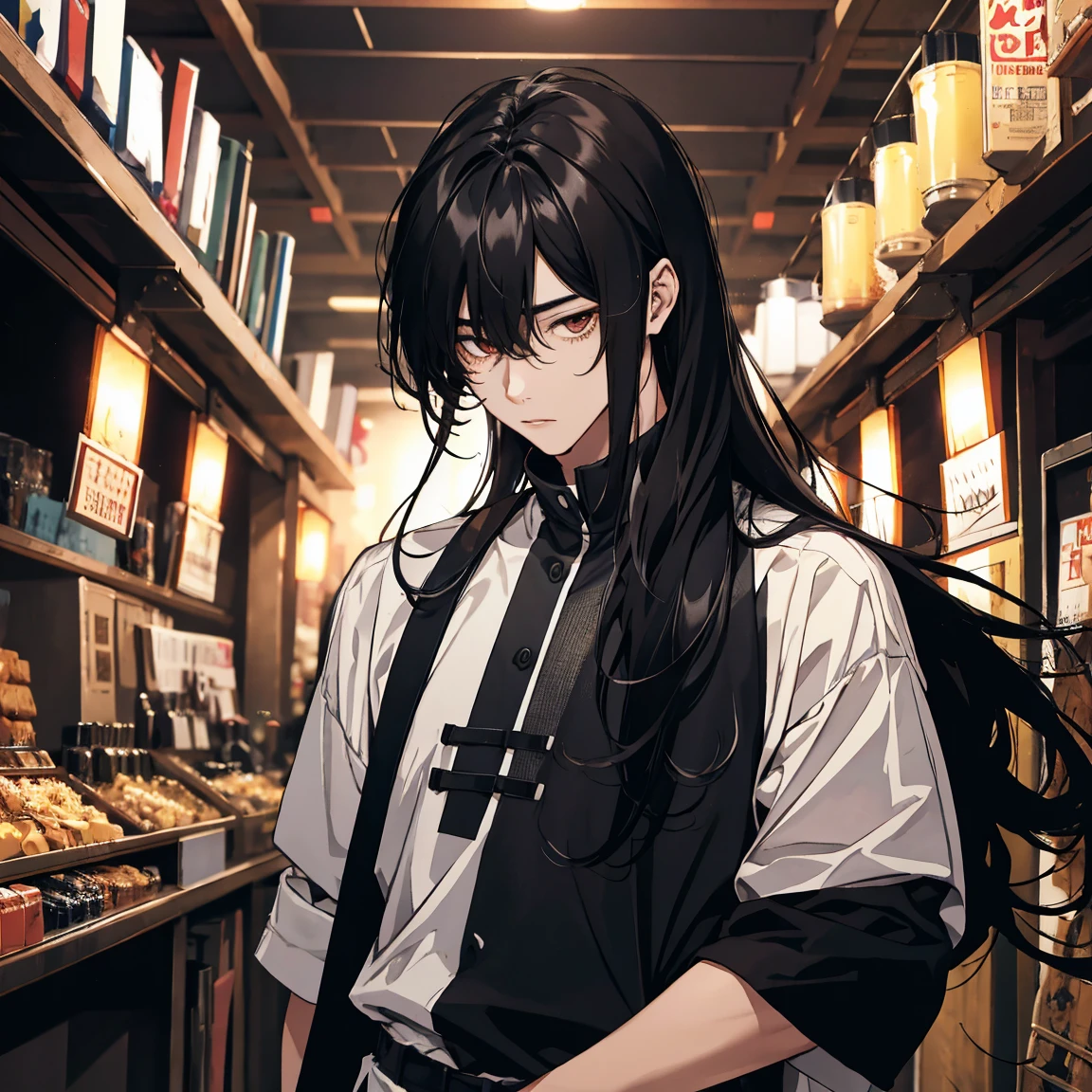 1 man night black hair longhair boy