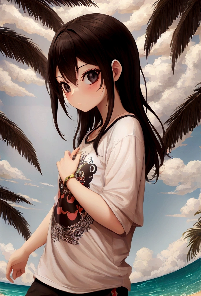 tshirt design, rzminjourney, Vector art, summer design, Hot as Hawaii,hand {refer tos} cute {refer to} hand,