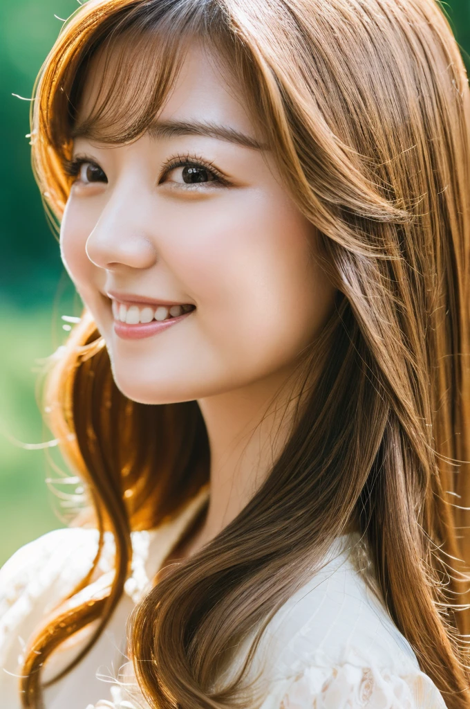(Highest quality,High resolution,Super detailed),Portraiture,Beautiful Japanese Women,Beautiful attention to detail,Beautiful lip detail,Highly detailed face,Long eyelashes,A kind smile,Flowing Hair,Natural light,Vibrant colors