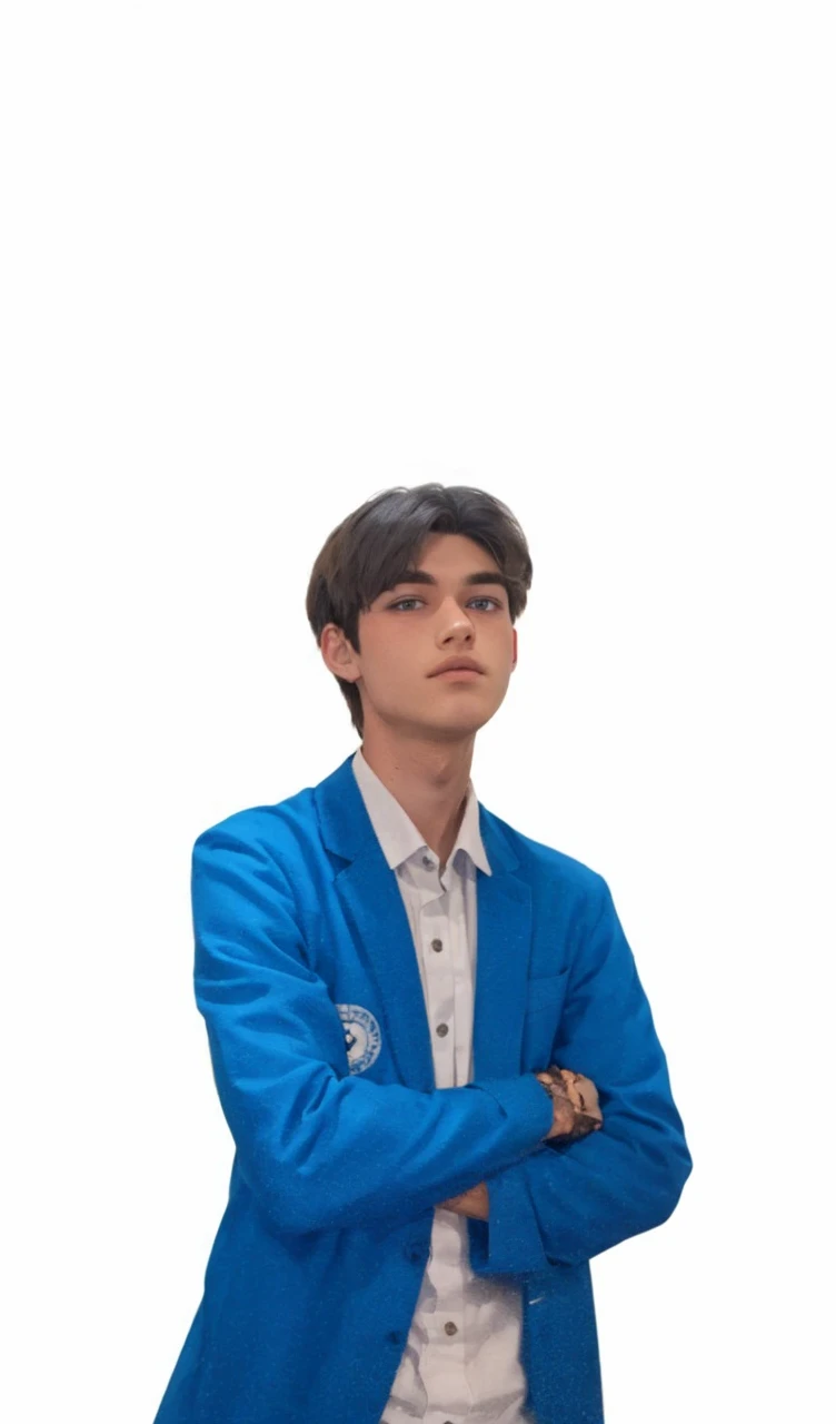 Create a 16 year old blonde British male with blue gray eyes completely banged by the&#39;grass sitting next to&#39;a campfire playing the ukulele