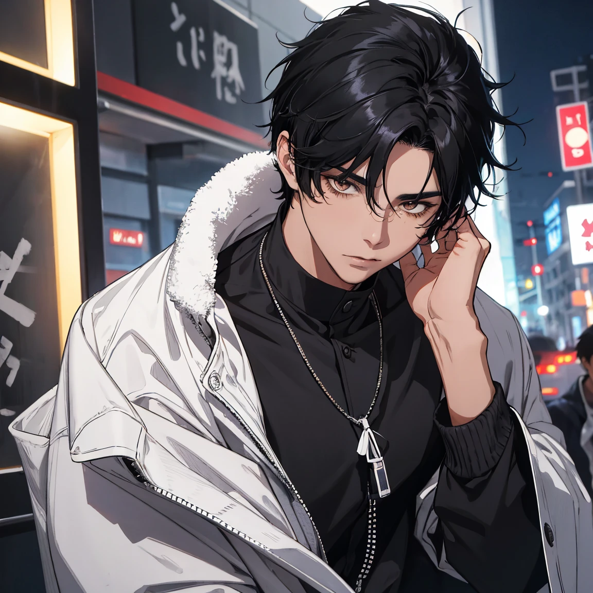 1 man night black hair mashwolfhair boy