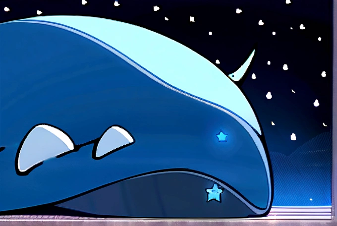 xuer Big 白whale, One girl, whale, null, Long Hair, star \(null\), alone, dress, Are standing, starry null, cloud, scenery, Oversized animals, Blue Theme, night, Outdoor, Particles of light, night null, Wide Shot